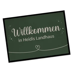 Willkommen Fußmatte mit Herz und Wunschtext