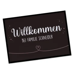Willkommen Fußmatte mit Herz und Wunschtext