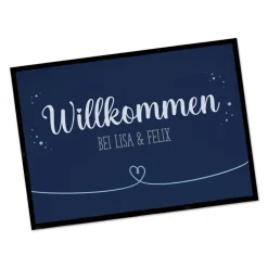 Willkommen Fußmatte mit Herz und Wunschtext
