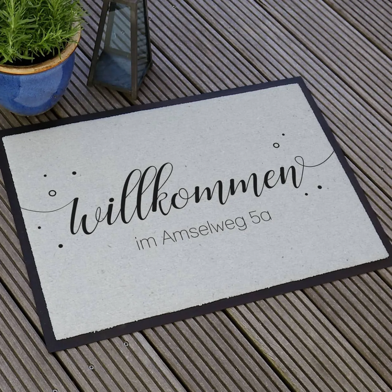 Willkommen - Fußmatte mit Ihrem Wunschtext, 70 x 50 cm