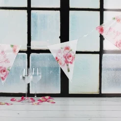Wimpelkette Mr & Mrs - Rosenmotiv | Dekoration zur Hochzeit