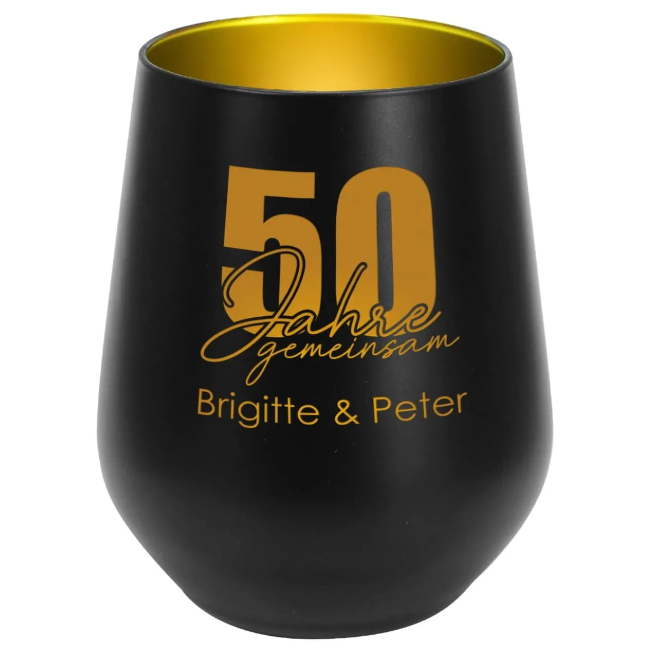 Windlicht - 50 Jahre gemeinsam - in schwarz oder weiß zur Goldhochzeit