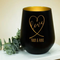 Windlicht mit Love Herz und Namen graviert