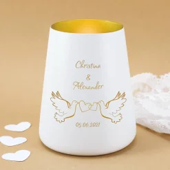 Windlicht mit Tauben zur Hochzeit