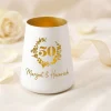 Windlicht zur Goldenen Hochzeit mit Namen personalisiert | Deko Licht zum 50. Hochzeitstag mit Gravur