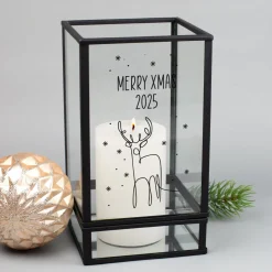 Windlicht zu Weihnachten personalisiert mit Wunschtext und Rentier Motiv | Ritzenhoff & Breker
