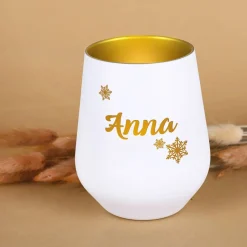 Winterliches Windlicht mit individueller Namensgravur