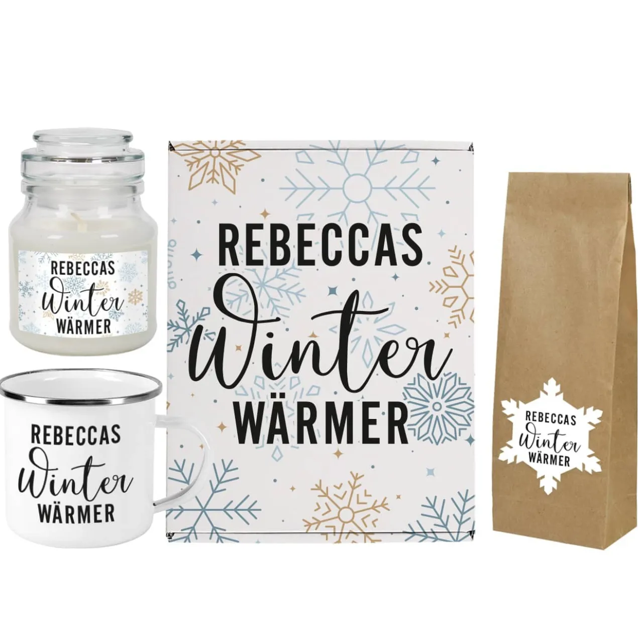 Winterwärmer Geschenkset mit Tee, Tasse und Duftkerze