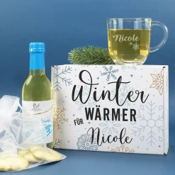 Winter Wärmer - Glühwein Geschenkset mit Glas und Lindt Herzen