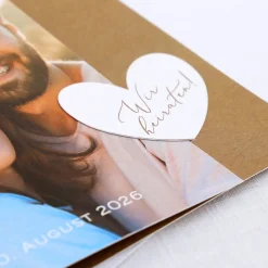 Wir heiraten! Einladungskarte zur Hochzeit mit Foto & Herz