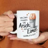 Wir zwei passen wie Arsch auf Eimer - Tasse mit Ihren Wunschnamen