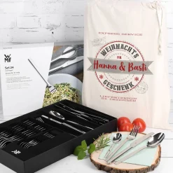 WMF Besteckset mit 24 Teilen und persönlichem Geschenksack zu Weihnachten