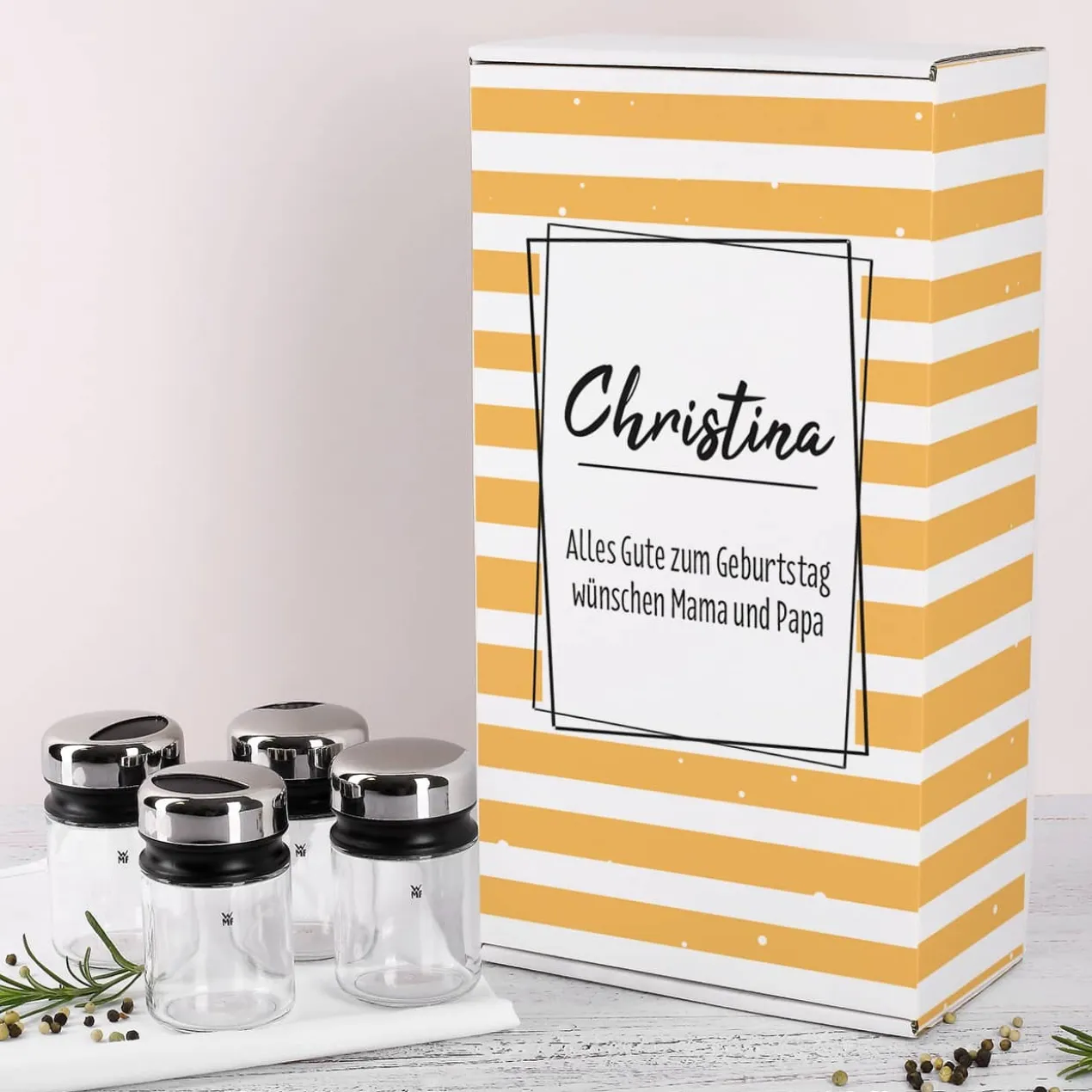 WMF Gewürzstreuer 4er Set in persönlicher Geschenkverpackung