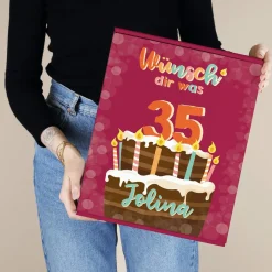 Wünsch' dir was - Geschenkverpackung zum Geburtstag mit Torte, Name und Alter