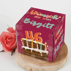 Wünsch' dir was - Geschenkverpackung zum Geburtstag mit Torte, Name und Alter