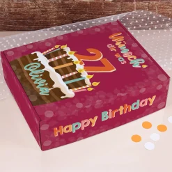 Wünsch' dir was - Geschenkverpackung zum Geburtstag mit Torte, Name und Alter