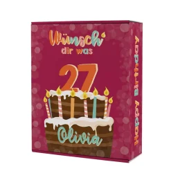 Wünsch' dir was - Geschenkverpackung zum Geburtstag mit Torte, Name und Alter