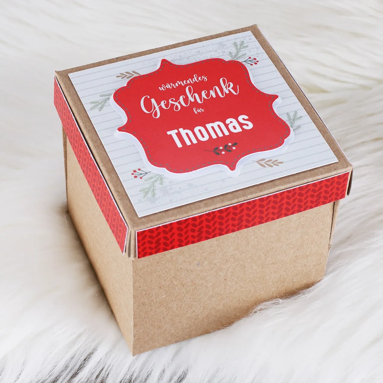 Wärmendes Wintergeschenk - Überraschungsbox mit Alkohol als Verpackung für Geld & Gutscheine