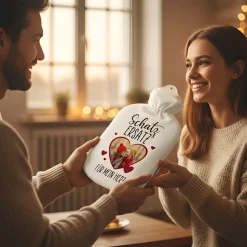 Wärmflasche mit Foto & Name personalisiert | Herz-Motiv Schatz Ersatz | Geschenkidee für Paare