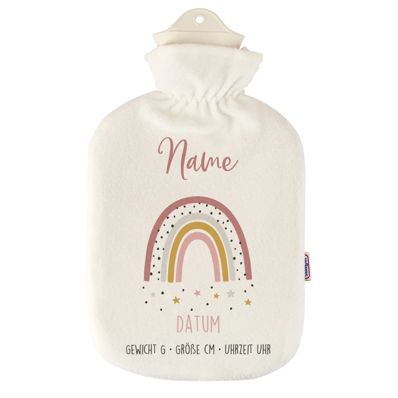 Wärmflasche zur Geburt mit Regenbogenmotiv für Mädchen