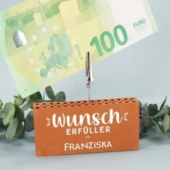 Wunscherfüller - Ziegelstein Geldclip als Geldgeschenk