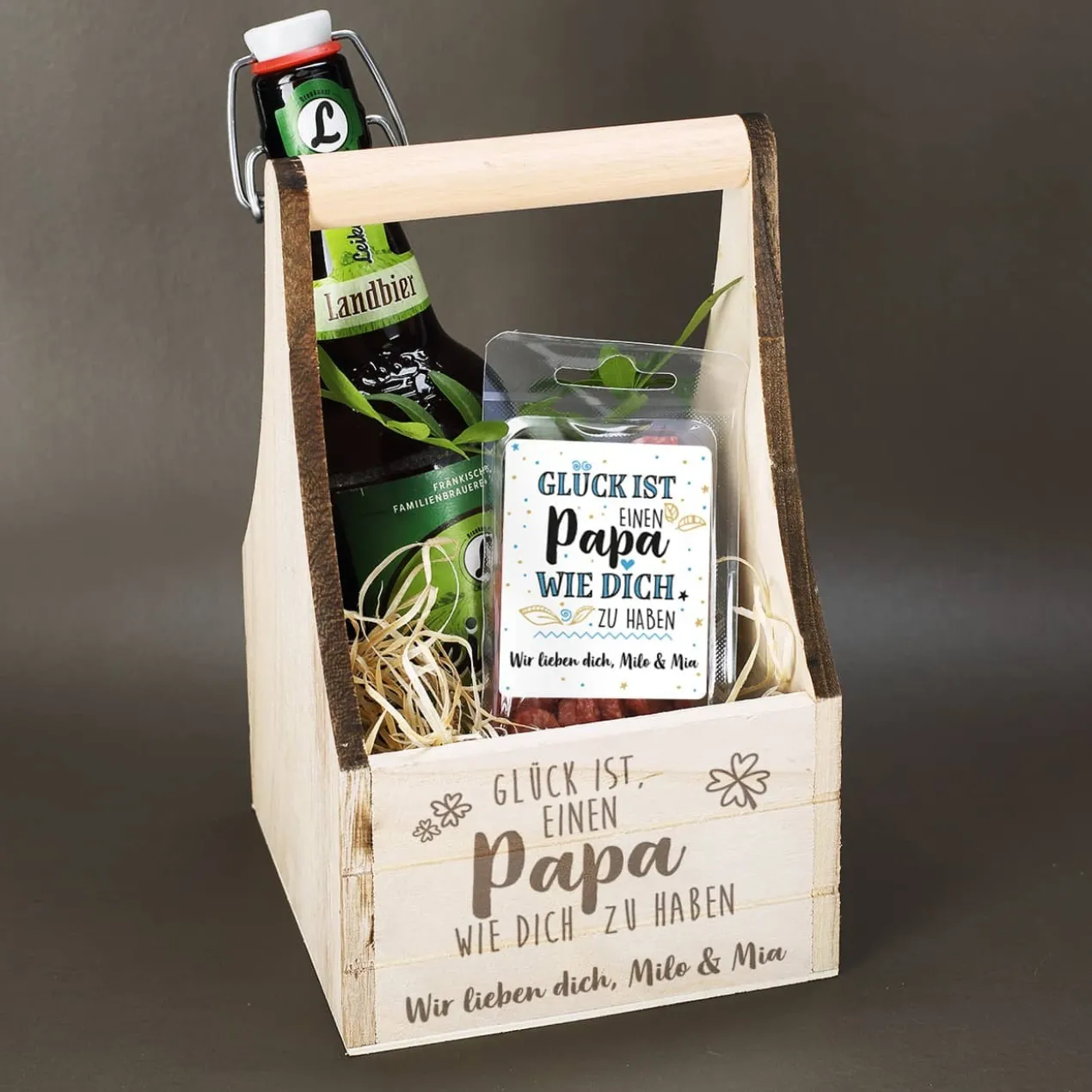 Wurst- und Biergeschenkset zum Vatertag - Glück ist einen Papa wie dich zu haben