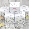 6 x Gastgeschenke Hochzeit Geschenkboxen mit Namen, Datum und Blüten