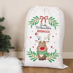 XL Geschenksack mit Rentiermotiv und Namensaufdruck