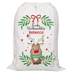 XL Geschenksack mit Rentiermotiv und Namensaufdruck