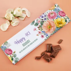 XL Schokolade mit Blumen Motiv und Wunschtext personalisiert | Süßes Dankeschön Geschenk für Frauen