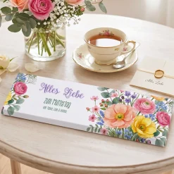 XL Schokolade mit Blumen Motiv und Wunschtext personalisiert | Süßes Dankeschön Geschenk für Frauen