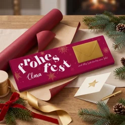XL Schokolade zu Weihnachten mit Geldumschlag & Wunschtext personalisiert | Geld Geschenk fürs Fest