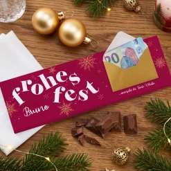 XL Schokolade zu Weihnachten mit Geldumschlag & Wunschtext personalisiert | Geld Geschenk fürs Fest