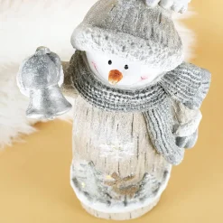 XL Weihnachts-Dekofigur mit Leuchtelementen - Schneemann und Weihnachtsmann