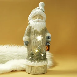 XL Weihnachts-Dekofigur mit Leuchtelementen - Schneemann und Weihnachtsmann