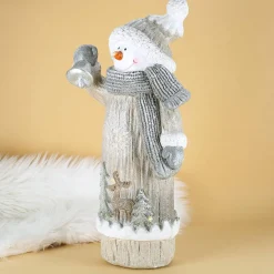 XL Weihnachts-Dekofigur mit Leuchtelementen - Schneemann und Weihnachtsmann