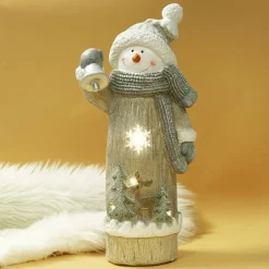 XL Weihnachts-Dekofigur mit Leuchtelementen - Schneemann und Weihnachtsmann