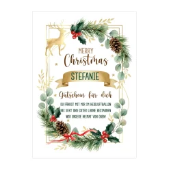 XL Weihnachtsgutschein A4 personalisiert mit Name & Wunschtext | Festliche Klappkarte zu Weihnachten