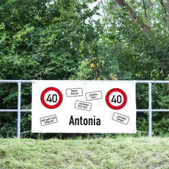 XXL-Banner zum Geburtstag - Achtung 40 - mit Namen