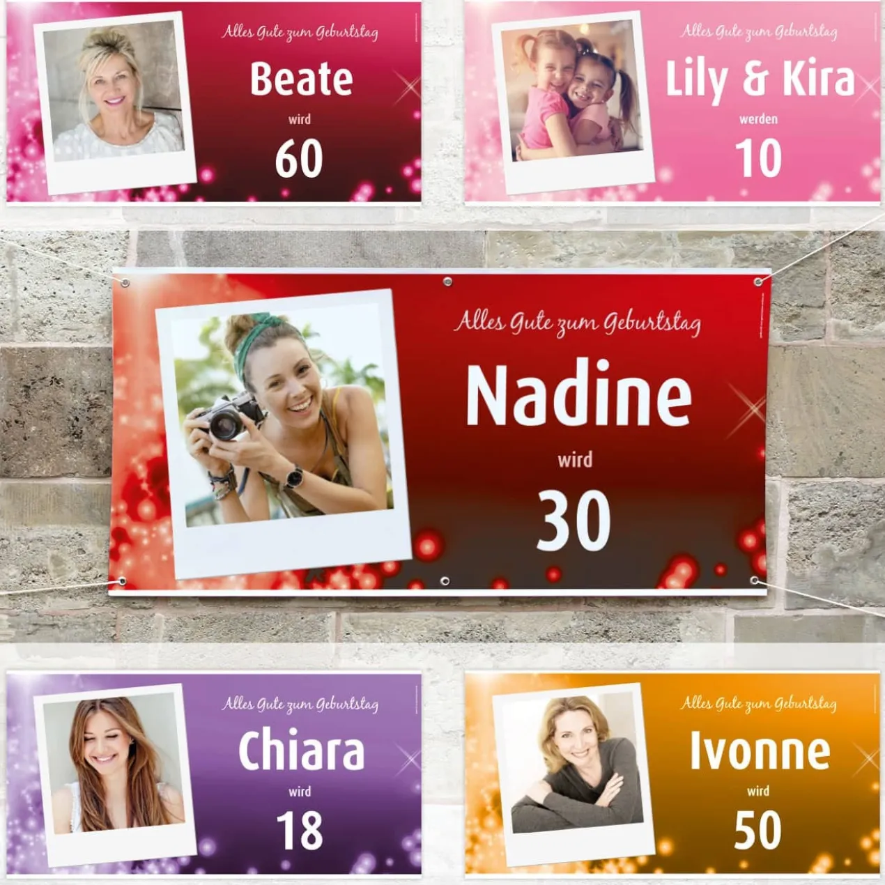 XXL-Banner zum Geburtstag mit Name, Alter und Foto