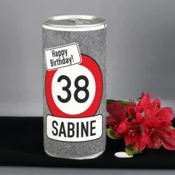 XXL Bierdose - Verkehrszeichen - mit Name und Alter bedruckt