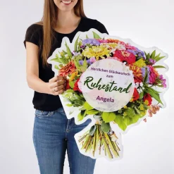 XXL Blumenstrauß Klappkarte zum Ruhestand mit Name