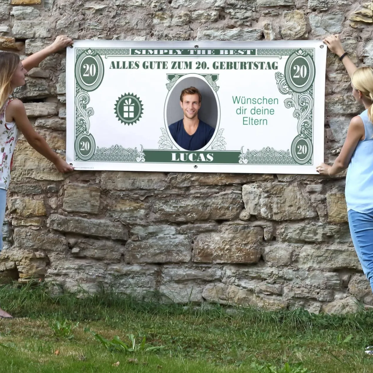 XXL Geburtstagsbanner personalisiert - Dollarschein