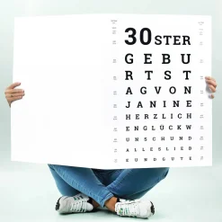 XXL Geburtstagskarte Sehtest bedruckt mit Buchstaben Name und Alter