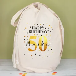 XXL Jenga Wackelturm als personalisiertes Gästebuch zum Geburtstag mit Geschenkesack | Kreatives Geschenk