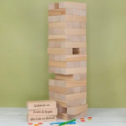 XXL Jenga Wackelturm als personalisiertes Gästebuch zur Hochzeit mit Gravur & Geschenksack mit Motiv