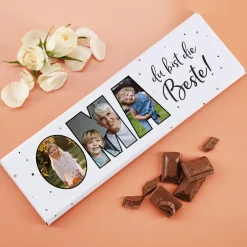 XXL Schokolade personalisierbar mit 3 Fotos als Geschenk für die beste Oma | 300 g