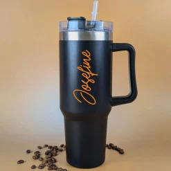 XXL Thermobecher personalisierbar mit Name | Auswahl Schriftfarbe | Thermo Cup 1,2 Liter