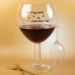 XXXL Weinglas 3 Liter mit Stimmungsbarometer | Lustiger Scherzartikel für Weinliebhaber als Geschenk
