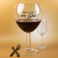 XXXL Weinglas 3L mit Spruch 'Heute nur ein Glas' | Riesiges Weinglas als witziges Geschenk & Dekoidee
